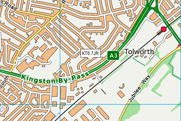 KT6 7JR map - OS VectorMap District (Ordnance Survey)