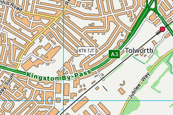 KT6 7JT map - OS VectorMap District (Ordnance Survey)