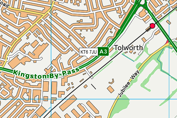 KT6 7JU map - OS VectorMap District (Ordnance Survey)