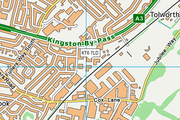 KT6 7LD map - OS VectorMap District (Ordnance Survey)