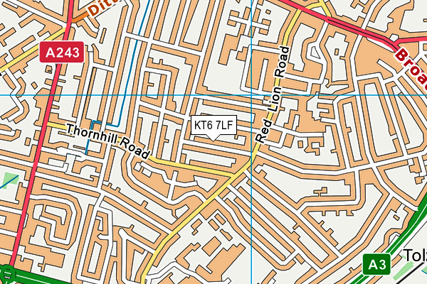 KT6 7LF map - OS VectorMap District (Ordnance Survey)