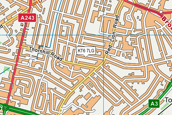 KT6 7LG map - OS VectorMap District (Ordnance Survey)