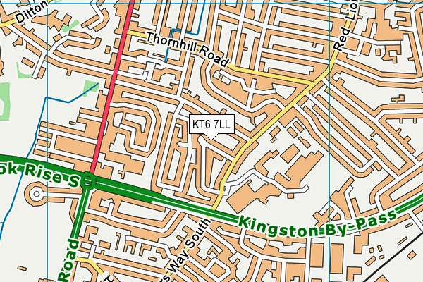 KT6 7LL map - OS VectorMap District (Ordnance Survey)