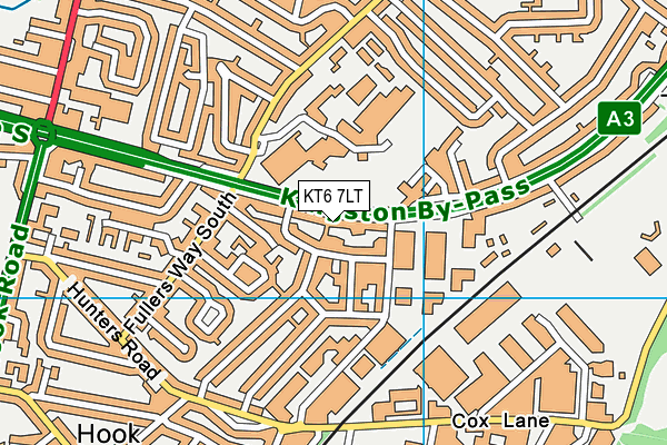 KT6 7LT map - OS VectorMap District (Ordnance Survey)