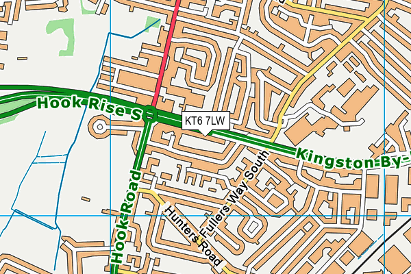 KT6 7LW map - OS VectorMap District (Ordnance Survey)