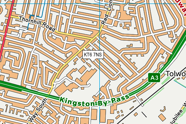 KT6 7NS map - OS VectorMap District (Ordnance Survey)