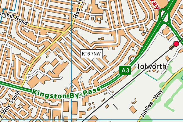 KT6 7NW map - OS VectorMap District (Ordnance Survey)