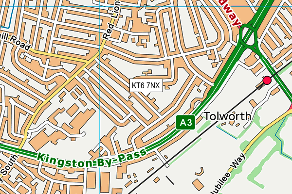 KT6 7NX map - OS VectorMap District (Ordnance Survey)