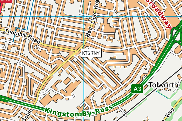 KT6 7NY map - OS VectorMap District (Ordnance Survey)