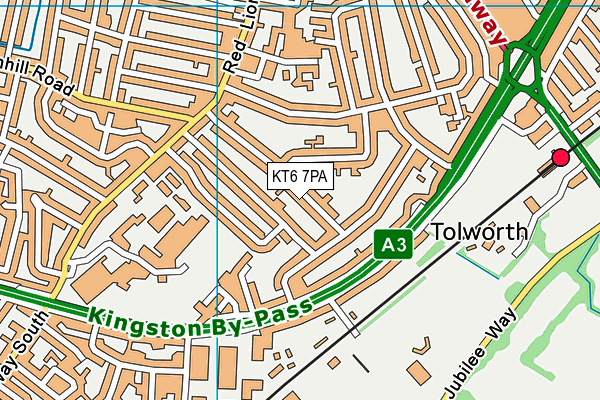 KT6 7PA map - OS VectorMap District (Ordnance Survey)