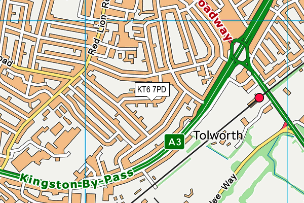 KT6 7PD map - OS VectorMap District (Ordnance Survey)