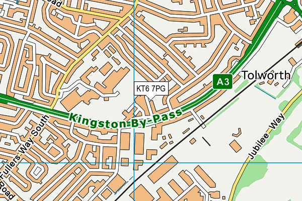 KT6 7PG map - OS VectorMap District (Ordnance Survey)