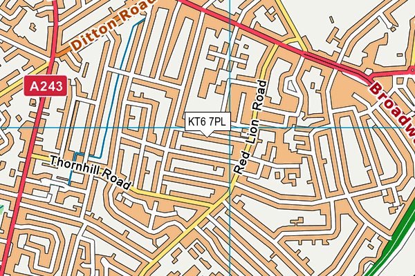 KT6 7PL map - OS VectorMap District (Ordnance Survey)