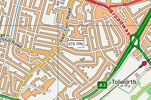 KT6 7PN map - OS VectorMap District (Ordnance Survey)