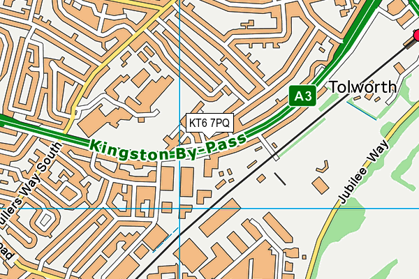 KT6 7PQ map - OS VectorMap District (Ordnance Survey)