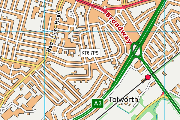 KT6 7PS map - OS VectorMap District (Ordnance Survey)