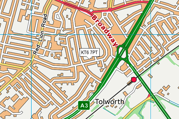 St Georges Church Hall map (KT6 7PT) - OS VectorMap District (Ordnance Survey)