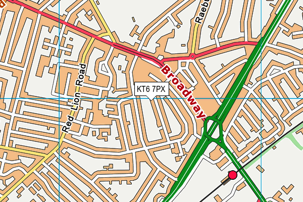 KT6 7PX map - OS VectorMap District (Ordnance Survey)
