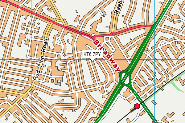 KT6 7PY map - OS VectorMap District (Ordnance Survey)