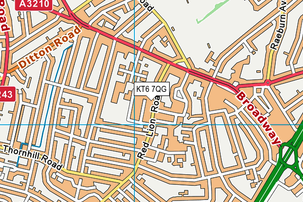 KT6 7QG map - OS VectorMap District (Ordnance Survey)