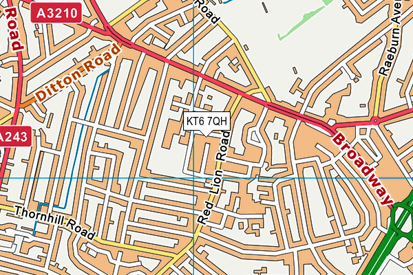 KT6 7QH map - OS VectorMap District (Ordnance Survey)