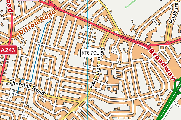KT6 7QL map - OS VectorMap District (Ordnance Survey)