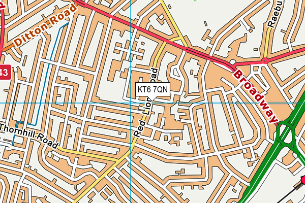 KT6 7QN map - OS VectorMap District (Ordnance Survey)