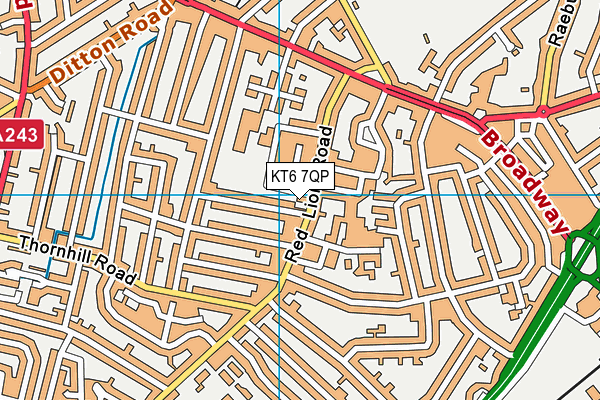 KT6 7QP map - OS VectorMap District (Ordnance Survey)