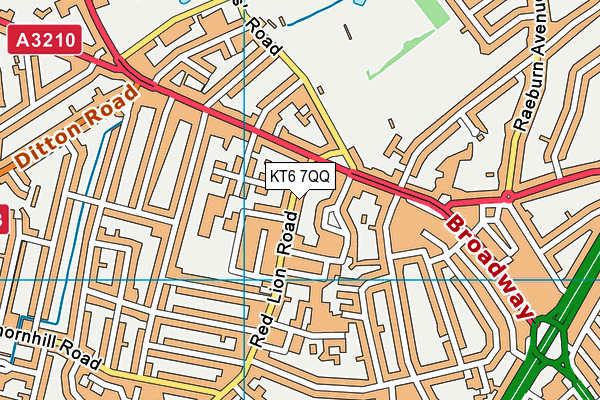 KT6 7QQ map - OS VectorMap District (Ordnance Survey)
