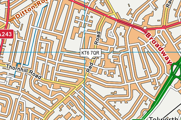 KT6 7QR map - OS VectorMap District (Ordnance Survey)