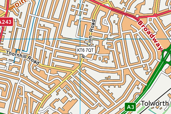 KT6 7QT map - OS VectorMap District (Ordnance Survey)