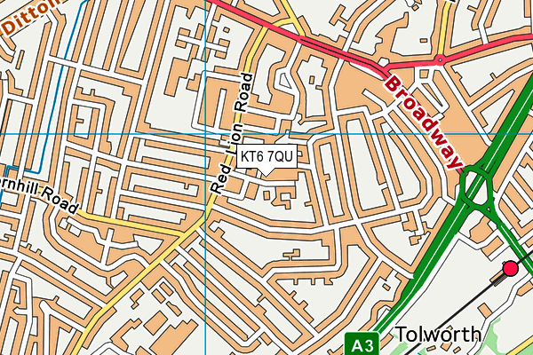 KT6 7QU map - OS VectorMap District (Ordnance Survey)