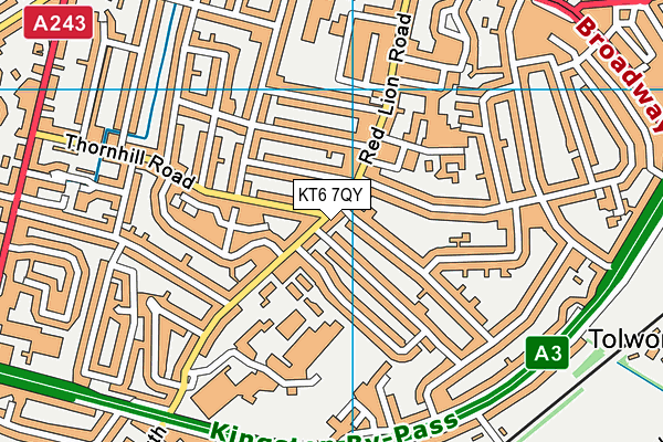 KT6 7QY map - OS VectorMap District (Ordnance Survey)