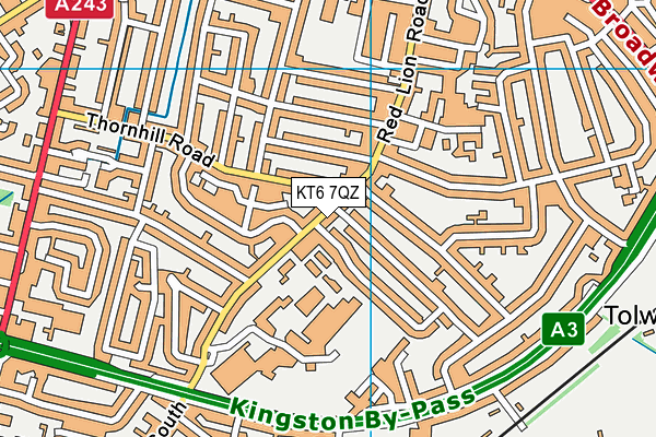 KT6 7QZ map - OS VectorMap District (Ordnance Survey)