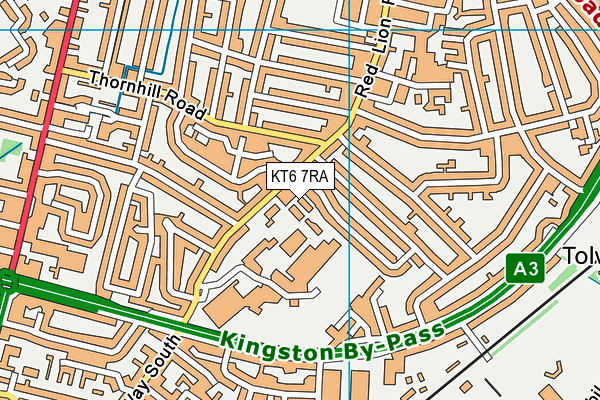 KT6 7RA map - OS VectorMap District (Ordnance Survey)