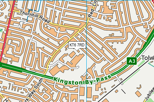 KT6 7RD map - OS VectorMap District (Ordnance Survey)