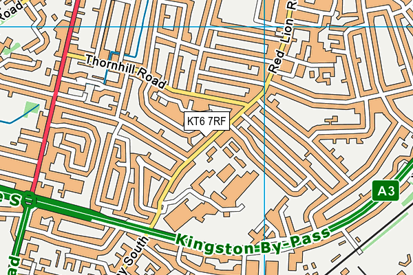 KT6 7RF map - OS VectorMap District (Ordnance Survey)