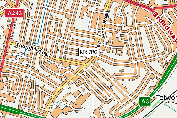 KT6 7RG map - OS VectorMap District (Ordnance Survey)