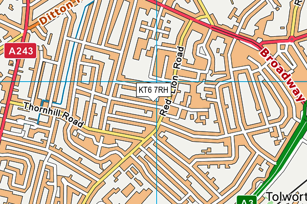 KT6 7RH map - OS VectorMap District (Ordnance Survey)