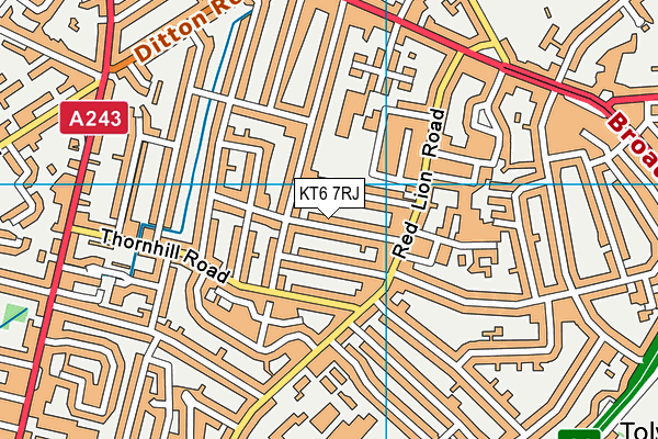 KT6 7RJ map - OS VectorMap District (Ordnance Survey)