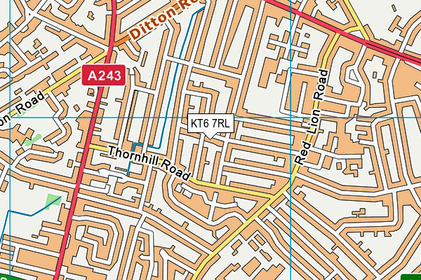 KT6 7RL map - OS VectorMap District (Ordnance Survey)