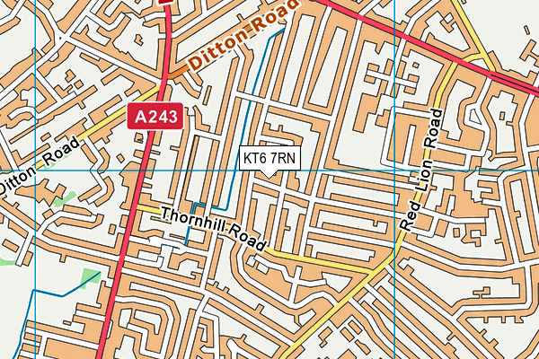 KT6 7RN map - OS VectorMap District (Ordnance Survey)