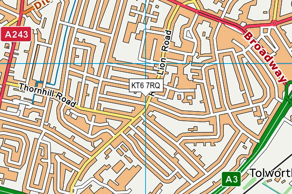 KT6 7RQ map - OS VectorMap District (Ordnance Survey)