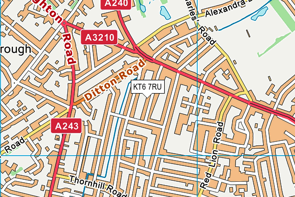 KT6 7RU map - OS VectorMap District (Ordnance Survey)