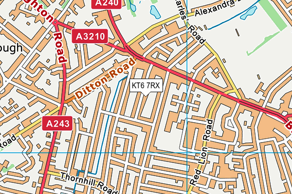 KT6 7RX map - OS VectorMap District (Ordnance Survey)