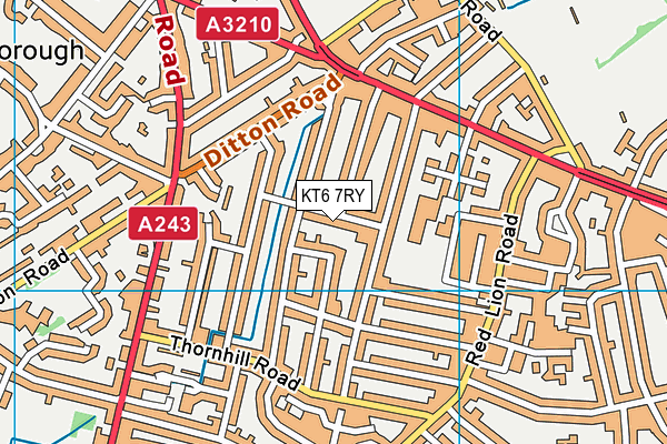 KT6 7RY map - OS VectorMap District (Ordnance Survey)