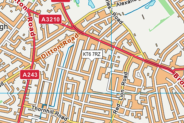 KT6 7RZ map - OS VectorMap District (Ordnance Survey)