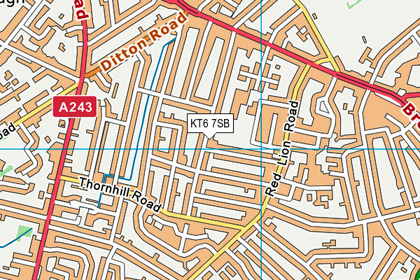 KT6 7SB map - OS VectorMap District (Ordnance Survey)