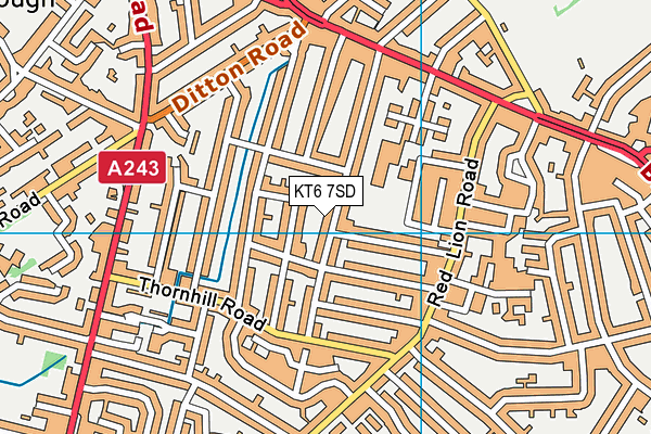 KT6 7SD map - OS VectorMap District (Ordnance Survey)
