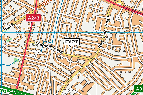 KT6 7SE map - OS VectorMap District (Ordnance Survey)